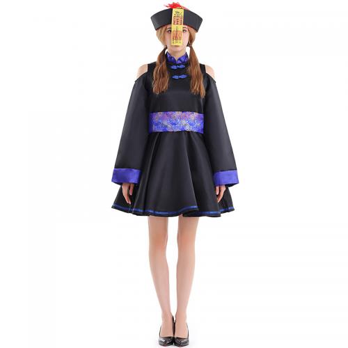 Polyester with hat Women Halloween Cosplay Costume Halloween Design embroidered : PC