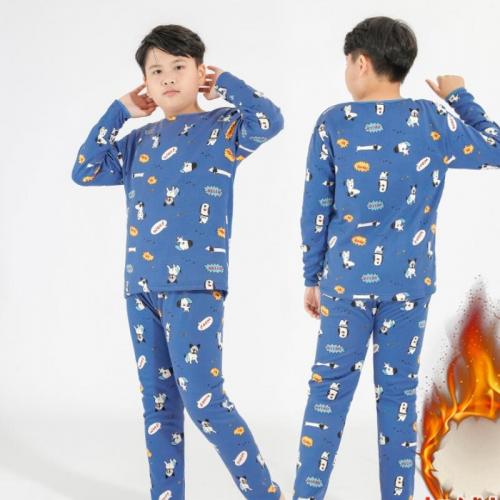Polyester Boy Pajama Set & two piece & loose Pants & top printed Set