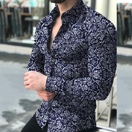Chemical Fiber & Polyester Men Long Sleeve Casual Shirts printed PC