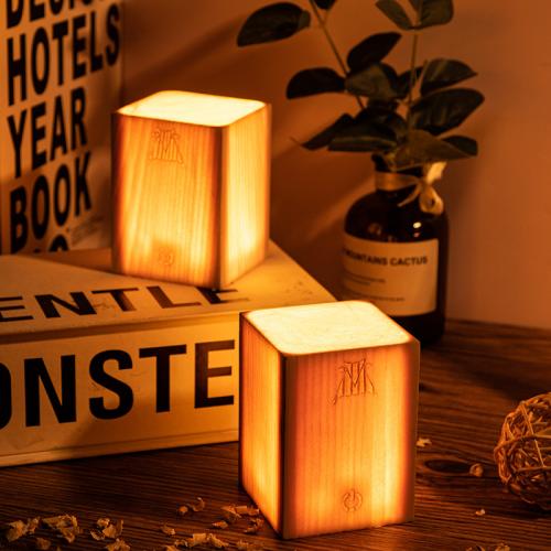 Solid Wood touch switch Night Lights PC
