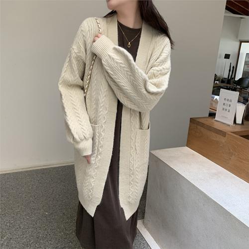 Polyester Women Long Cardigan loose & thermal knitted : PC
