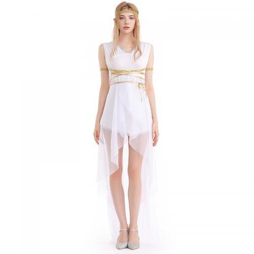 Polyester Slim One-piece Dress patchwork white : PC