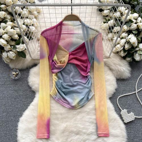 Spandex Soft & Slim Women Long Sleeve Blouses see through look : PC