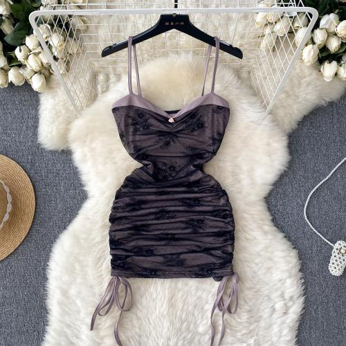 Chiffon Sexy Package Hip Dresses backless & off shoulder & skinny style black PC