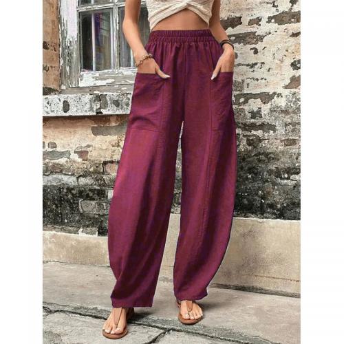 Viscose & Spandex Women Long Trousers & loose Solid PC