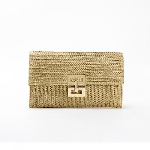 Straw Easy Matching & Weave Clutch Bag Apricot PC