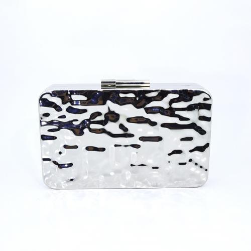 Iron hard-surface Clutch Bag with chain & attached with hanging strap Solid silver PC