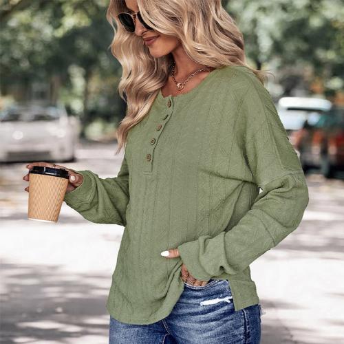 Polyester Women Long Sleeve Blouses & loose green PC