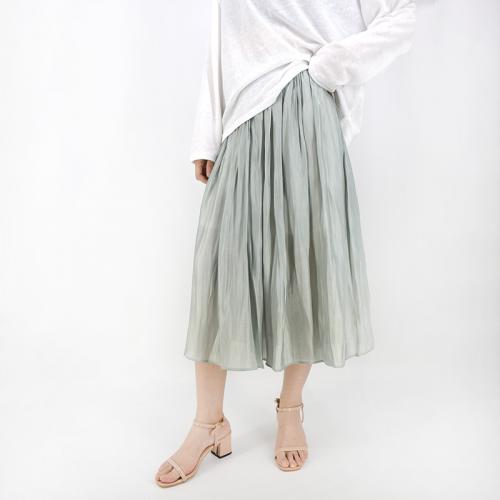 Cupro & Polyester High Waist Maxi Skirt Solid : PC