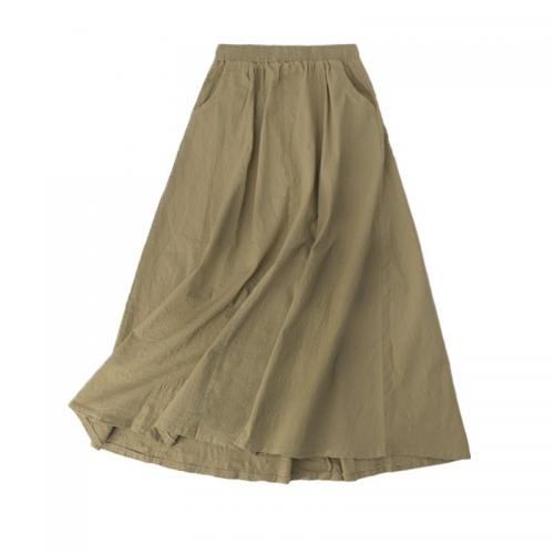 Linen High Waist Maxi Skirt Solid : PC