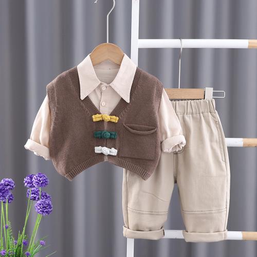 Cotton Boy Clothing Set & three piece tank top & Pants & top Set