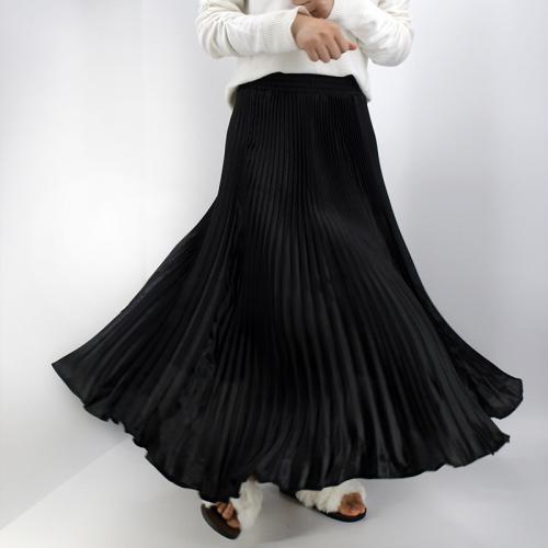 Polyester High Waist Maxi Skirt Solid : PC