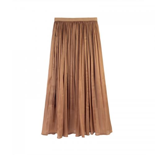 Polyester High Waist Maxi Skirt large hem design & breathable Solid : PC