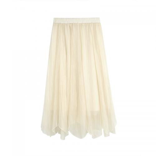 Polyester Maxi Skirt large hem design & breathable Solid : PC