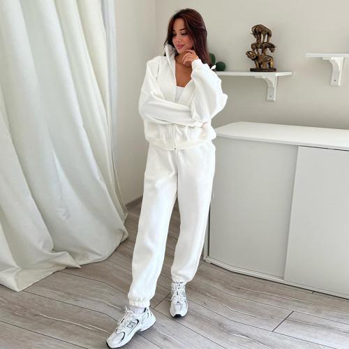 Polyester Women Casual Set & two piece & loose Pants & coat Set