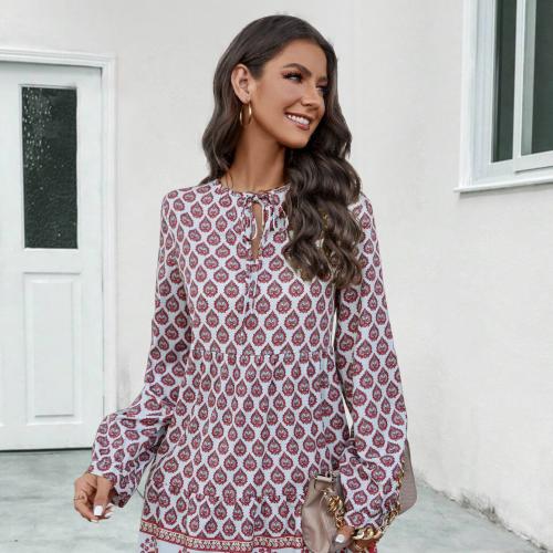 Polyester One-piece Dress & loose printed plaid PC