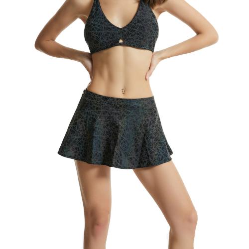 Spandex & Polyester reflective Women Casual Set  skirt & bra printed PC