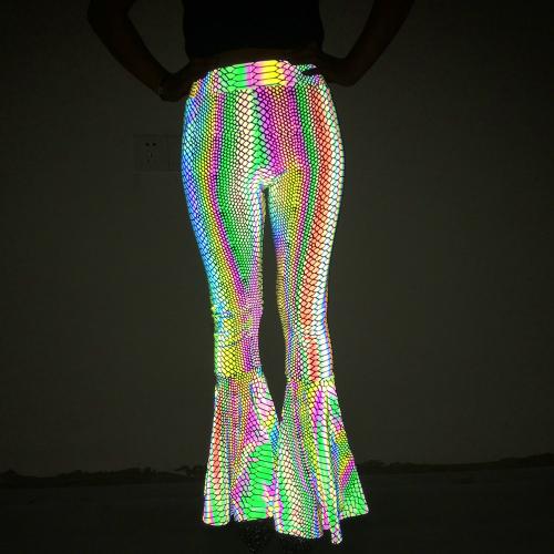 Spandex & Polyester reflective & High Waist Women Long Trousers  PC
