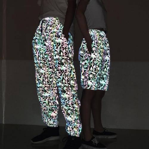 Polyester reflective Men Casual Pants & unisex black PC