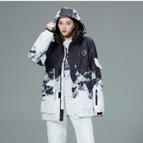 Polyester windproof Women Sportswear Set & waterproof & thermal Pants & coat printed Set