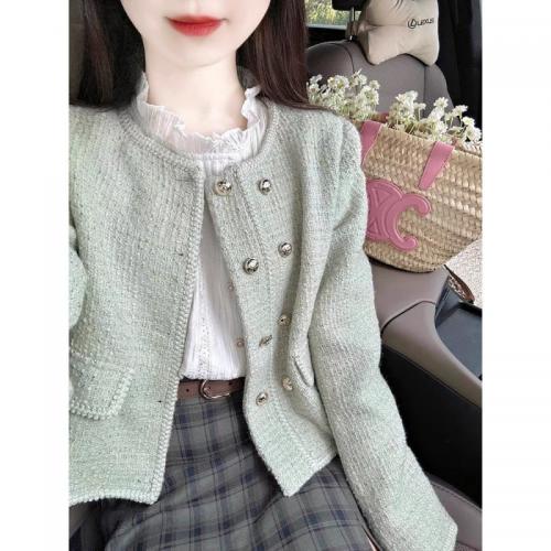 Polyester Women Coat patchwork Solid green PC