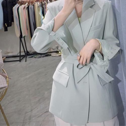 Acrylique & Spandex Manteau de costume de femme Patchwork Solide Vert pièce