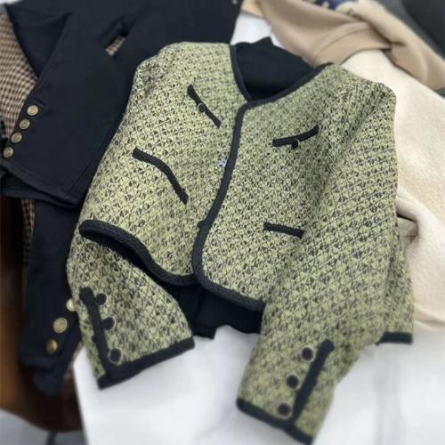 Wool & Polyester Women Coat patchwork green PC