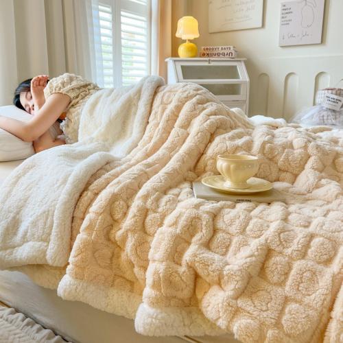 Plush & Berber Fleece Soft Blanket & thermal Dayestuff heart pattern PC