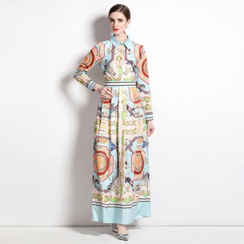 Polyester Waist-controlled & Soft & long style One-piece Dress slimming printed mixed pattern mixed colors PC