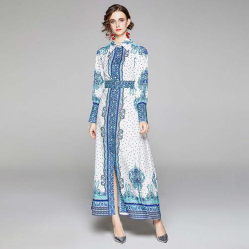 Polyester Waist-controlled & Soft & long style One-piece Dress slimming printed floral PC