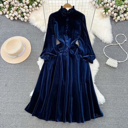 Pleuche Jednodílné šaty Pevné tmavě modrá kus