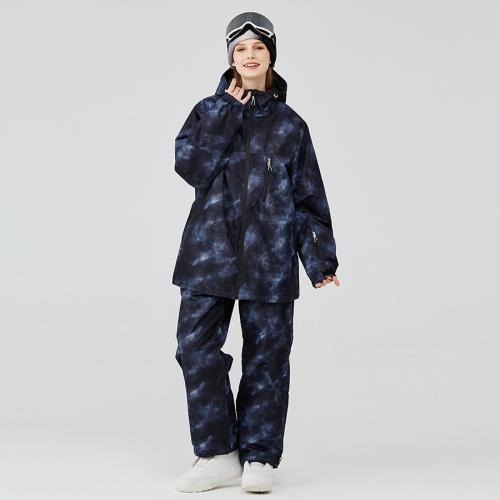 Polyester windproof Women Sportswear Set & waterproof & thermal & unisex Pants & coat printed Set