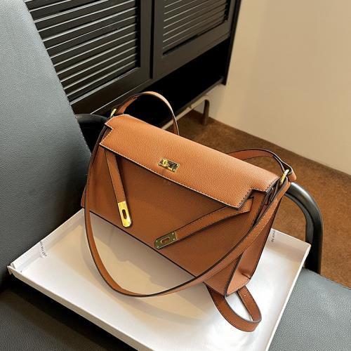 PU Leather hard-surface & Easy Matching Handbag attached with hanging strap Solid PC
