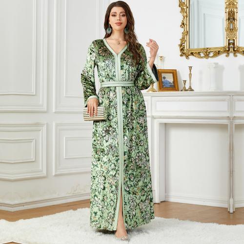 Pleuche Nahöstliche islamische Musilm Kleid, Gedruckt, Zittern, mehr Farben zur Auswahl,  Stück