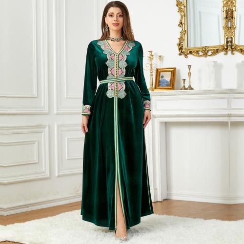 Pleuche Waist-controlled & Soft Middle Eastern Islamic Muslim Dress & loose Solid PC