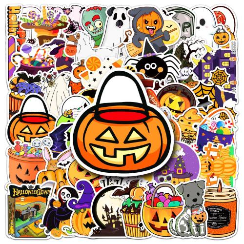 Pressure-Sensitive Adhesive & PVC Decorative Sticker Halloween Design & for home decoration & durable & waterproof mixed pattern mixed colors Bag