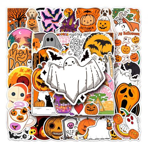 Pressure-Sensitive Adhesive & PVC Decorative Sticker Halloween Design & for home decoration & durable & waterproof mixed pattern mixed colors Bag