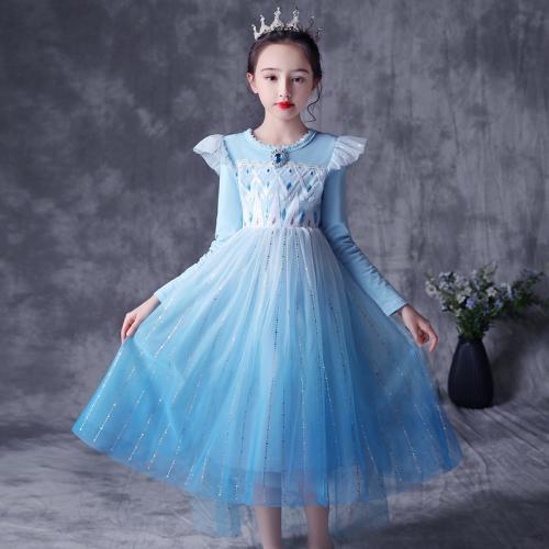 Cotone Dívka Jednodílné šaty Pevné Blu kus