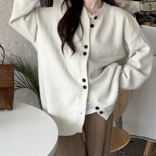 Acrylic Women Long Cardigan loose patchwork Solid PC