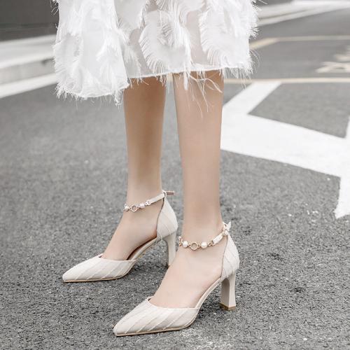 Cloth & Microfiber PU Synthetic Leather & Rubber heighten High-Heeled Shoes hardwearing & breathable Pair