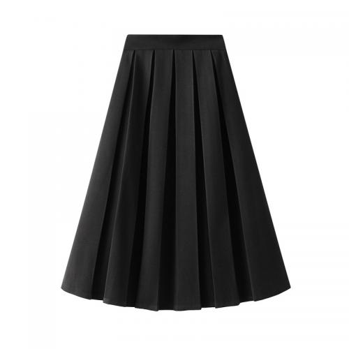 Woollen Cloth & Polyester A-line & High Waist Maxi Skirt mid-long style Solid : PC