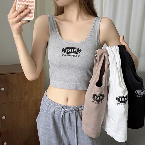 Polyamide Tank Top anti emptied & padded embroidered letter : PC
