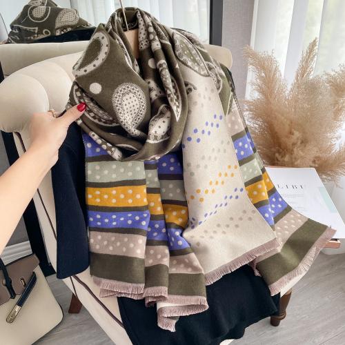 Polyester Easy Matching & Tassels Women Scarf can be use as shawl & thicken & sun protection & thermal printed mixed pattern PC