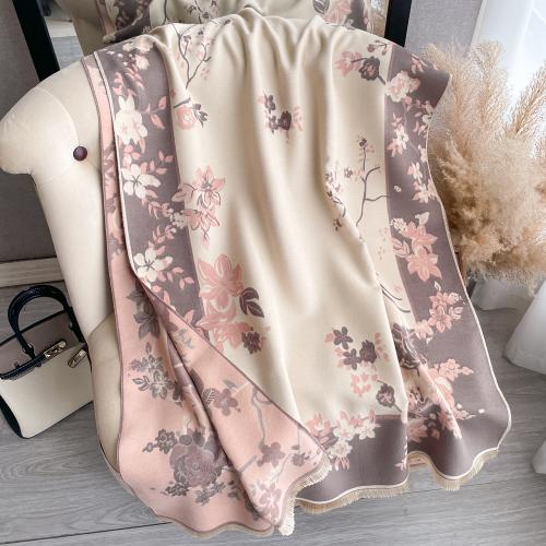 Polyester Easy Matching & Tassels Women Scarf can be use as shawl & thicken & sun protection & thermal printed floral PC