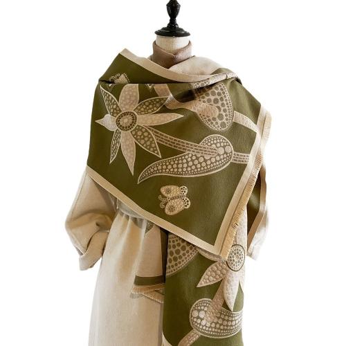 Polyester Easy Matching & Tassels Women Scarf can be use as shawl & thicken & sun protection & thermal printed floral PC