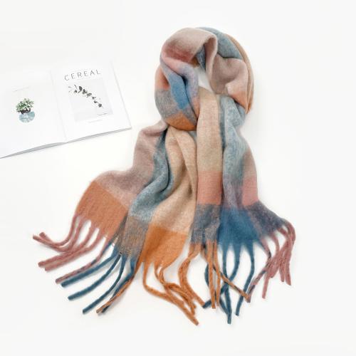 Mohair Easy Matching & Tassels Women Scarf can be use as shawl & thicken & sun protection & thermal plaid PC