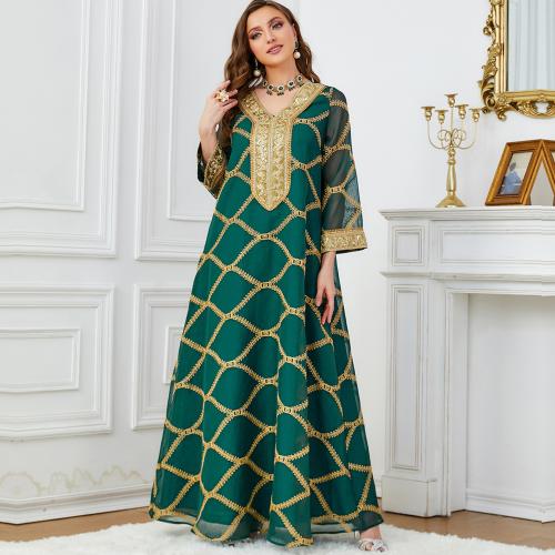 Polyester Soft & long style Middle Eastern Islamic Muslim Dress double layer Solid Set