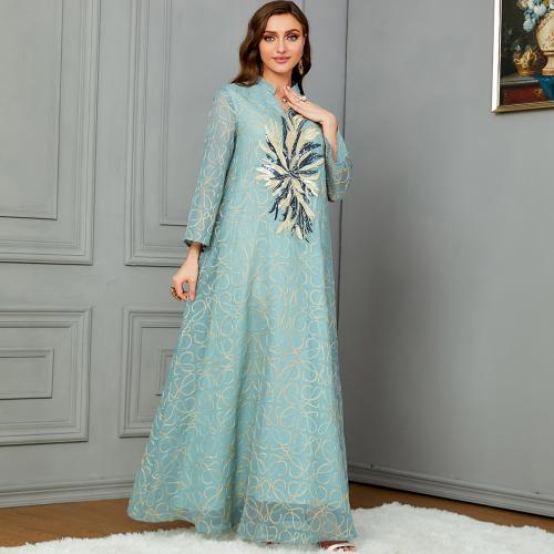 Polyester Nahöstliche islamische Musilm Kleid, Bestickt, Grün,  Stück