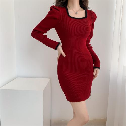 Cotton Slim Sexy Package Hip Dresses Solid PC