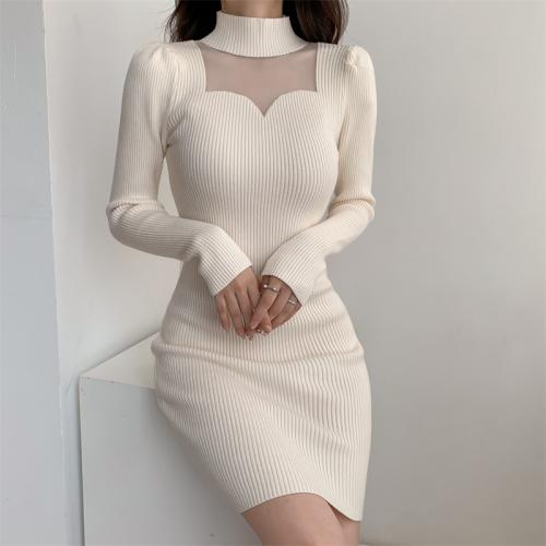 Cotton Slim Sexy Package Hip Dresses & hollow Solid PC